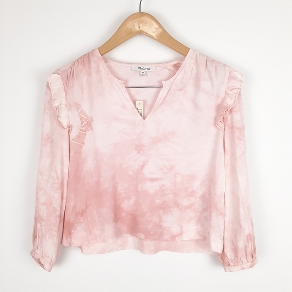 NWT Madewell Tie Dye Ruffle Shoulder Top XXS - Picture 11 of 12
